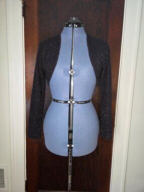 Scott McClintock Vintage Black Sparkly Knit Sweater Long Sleeve Bolero